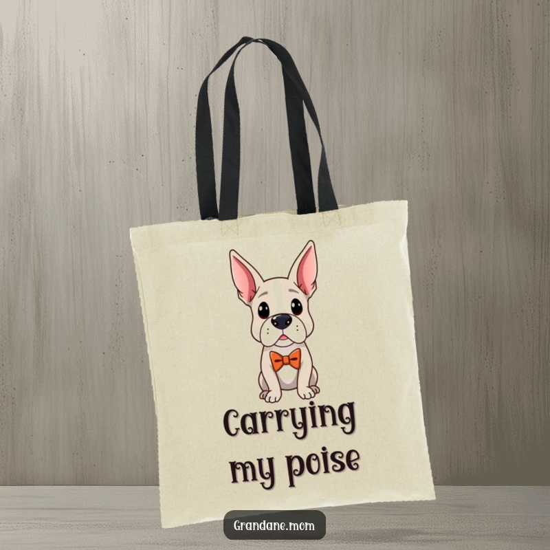 Funny Distinguished Dane Tote Bag: A distinguished Grand Dane wearing an elegant bow tie, ready for stylish outings.