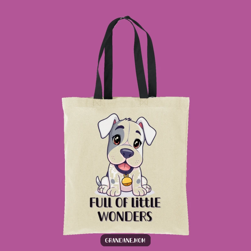 Funny Grand Dane Adventure Tote Bag: Tinkling Bell Dog Accessory Gift