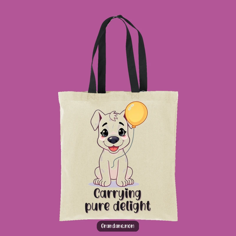 Funny Grand Dane Cheer Tote Bag: Happy Balloon Dog Accessory Gift