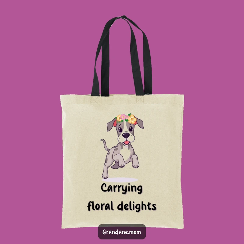 Funny Great Dane Floral Headband Tote Bag: Carry Your Joyful Spirit, Chic Funny Gift