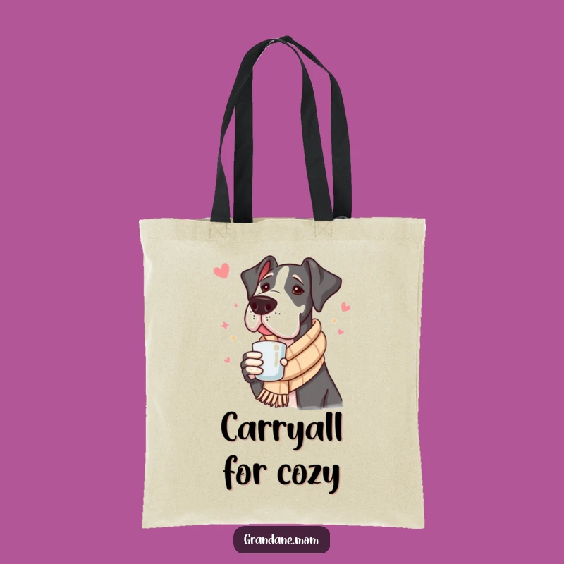 Funny Great Dane Tote Bag: Cozy Scarf Dog Design, Adorable & Hilarious Gift for Dane Fans