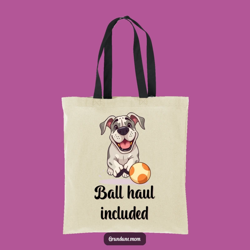 Playful Funny Grand Dane Tote Bag: Chasing Ball Accessory for Active Dog Lovers